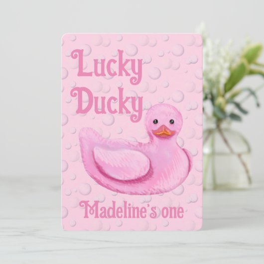 Lucky Ducky First Birthday Invitation 招待状 (スタンド正面)