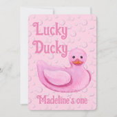 Lucky Ducky First Birthday Invitation 招待状 (正面)