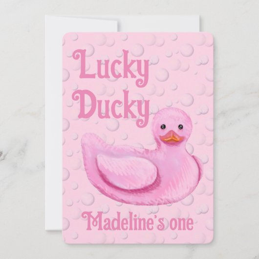 Lucky Ducky First Birthday Invitation 招待状 (正面)