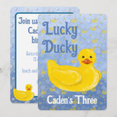 Lucky Ducky Third Birthday Invitation 招待状 (正面/裏面)