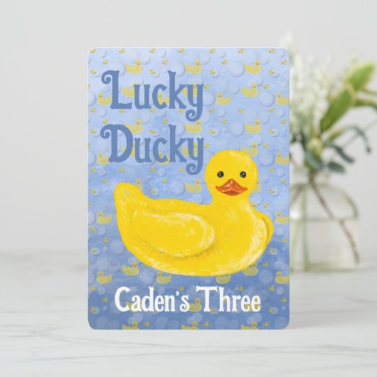 Lucky Ducky Third Birthday Invitation 招待状 (スタンド正面)