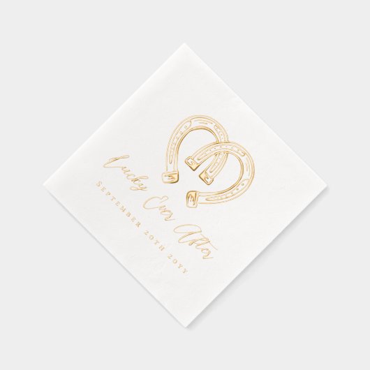 Lucky Ever After Rustic Horseshoe Heart Wedding 箔ナプキン (右)