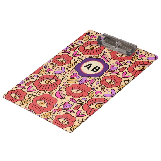 Lucky Eye Floral Pattern クリップボード (アングル)