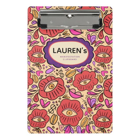 Lucky Eye Floral Pattern ミニクリップボード (正面)