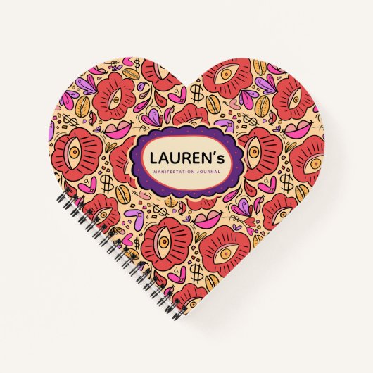 Lucky Eye Floral Pattern Spiral Notebook ノートブック (正面)