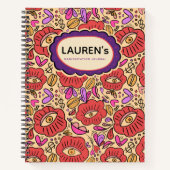 Lucky Eye Floral Pattern Spiral Notebook ノートブック (正面)