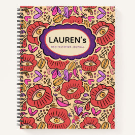 Lucky Eye Floral Pattern Spiral Notebook ノートブック