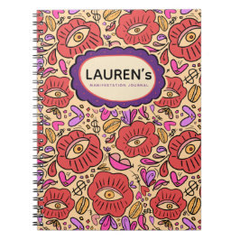 Lucky Eye Floral Pattern Spiral Photo Notebook ノートブック