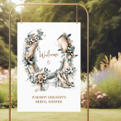 Lucky Floral Horseshoe Derby Bridal Shower Welcome ポスター