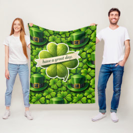 Lucky for leaf clover Saint Patrick's Day have a g フリースブランケット