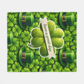 Lucky for leaf clover Saint Patrick's Day have a g フリースブランケット (正面(横))