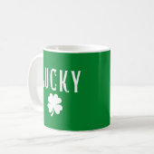 Lucky Four Leaf Clover Both Side  St Patrick's  コーヒーマグカップ (正面左)