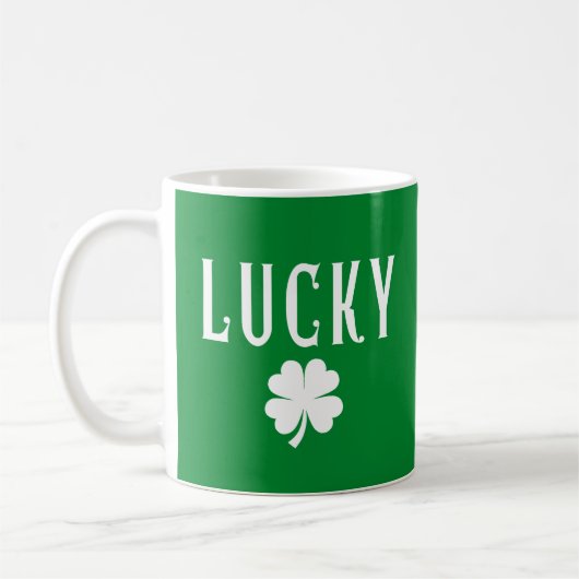 Lucky Four Leaf Clover Both Side  St Patrick's  コーヒーマグカップ (左)