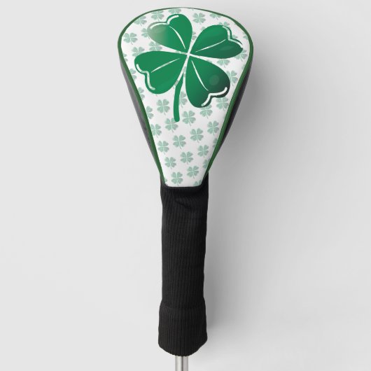 Lucky Four Leaf Clover Irish Shamrock Pattern ゴルフヘッドカバー (正面)