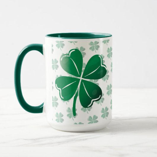 Lucky Four Leaf Clover Irish Shamrock Pattern Golf マグカップ (左)