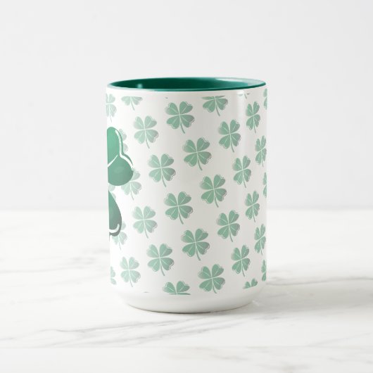 Lucky Four Leaf Clover Irish Shamrock Pattern Golf マグカップ (中央)