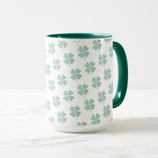Lucky Four Leaf Clover Irish Shamrock Pattern Golf マグカップ (正面右)