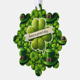 Lucky four leaf clover Saint Patrick's Day Patrick オーナメントカード