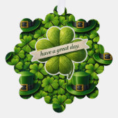 Lucky four leaf clover Saint Patrick's Day Patrick オーナメントカード (正面)