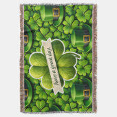 Lucky four leaf clover Saint Patrick's Day Patrick スローブランケット (正面縦)