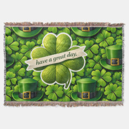 Lucky four leaf clover Saint Patrick's Day Patrick スローブランケット
