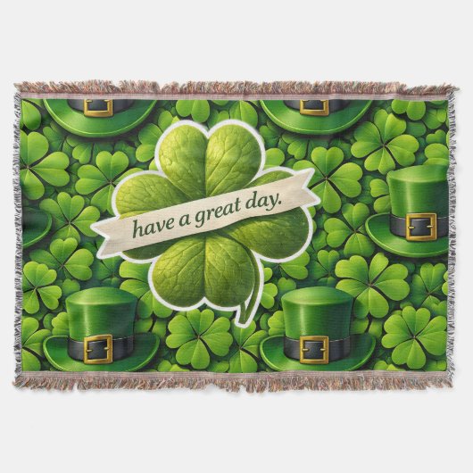 Lucky four leaf clover Saint Patrick's Day Patrick スローブランケット (正面)
