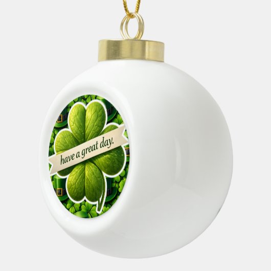 Lucky four leaf clover Saint Patrick's Day Patrick セラミックボールオーナメント (右)