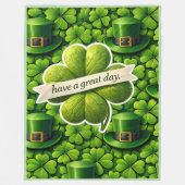 Lucky four leaf clover Saint Patrick's Day Patrick フリースブランケット (正面)