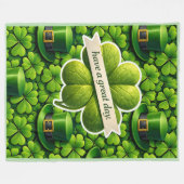Lucky four leaf clover Saint Patrick's Day Patrick フリースブランケット (正面(横))