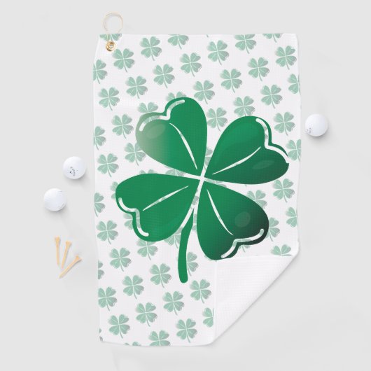 Lucky Four Leaf Clover Shamrock Green Pattern ゴルフタオル (インサイチュ)