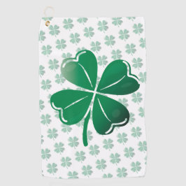 Lucky Four Leaf Clover Shamrock Green Pattern ゴルフタオル