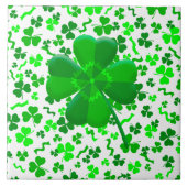 Lucky Four Leaf Clover Shamrocks Confetti タイル (正面)