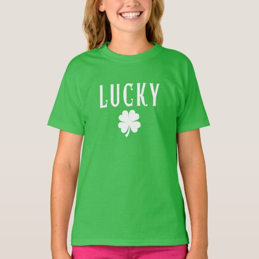 Lucky Four Leaf Clover St Patrick's Day T-Shirt Tシャツ (正面)