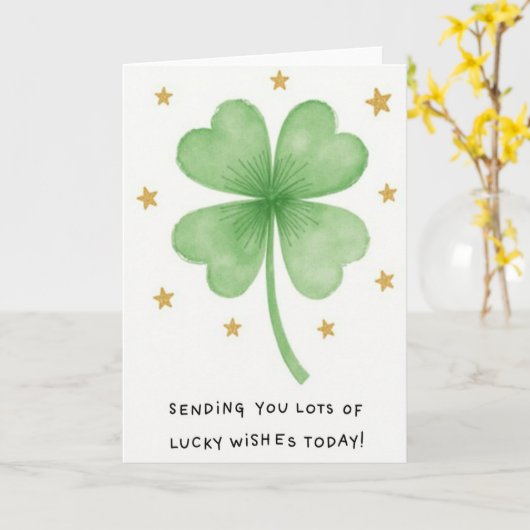 Lucky Four Leaf Clover Wishes Card カード (黄色い花)