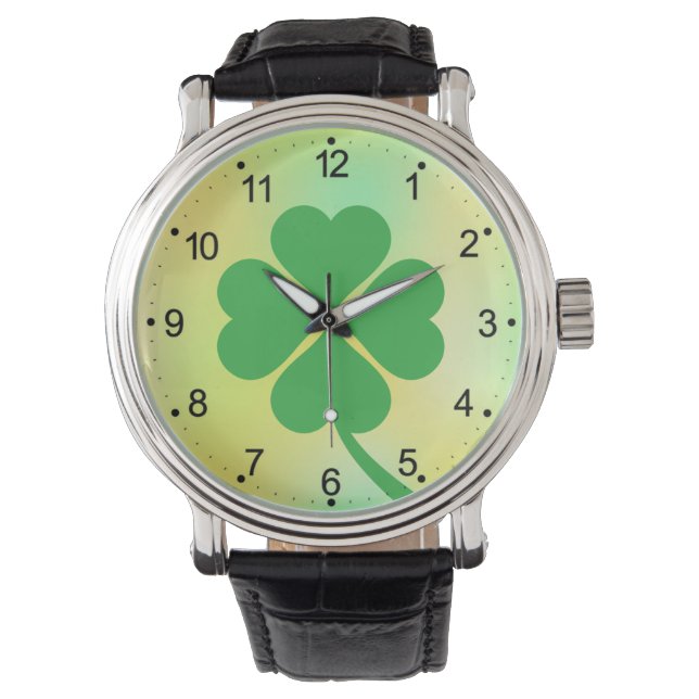 Lucky Four Leaf Shamrock Design-87906 腕時計 (正面)