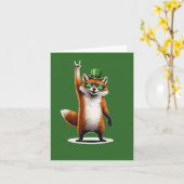 Lucky Fox Shamrock Sunglasses St Patrick's day カード (黄色い花)