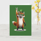 Lucky Fox Shamrock Sunglasses St Patrick's day カード (黄色い花)