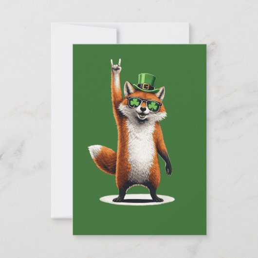 Lucky Fox Shamrock Sunglasses St Patrick's day サンキューカード (正面)