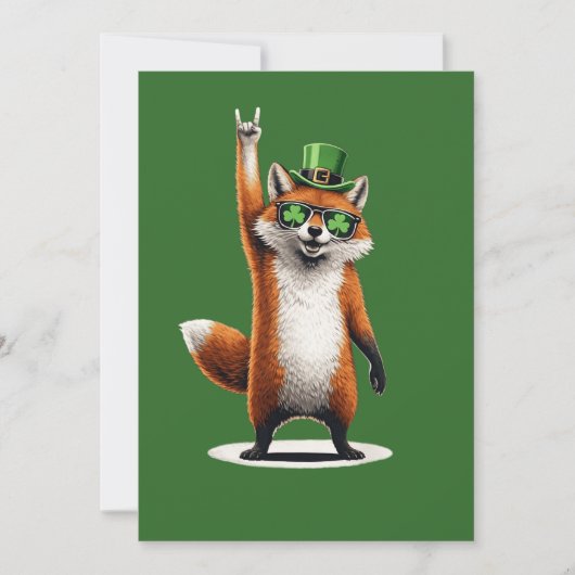 Lucky Fox Shamrock Sunglasses St Patrick's day サンキューカード (正面)