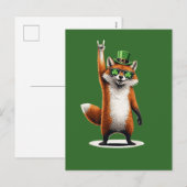 Lucky Fox Shamrock Sunglasses St Patrick's day シーズンポストカード (正面/裏面)