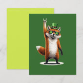 Lucky Fox Shamrock Sunglasses St Patrick's day ノートカード (正面/裏面)