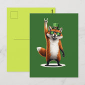 Lucky Fox Shamrock Sunglasses St Patrick's day ポストカード (正面/裏面)