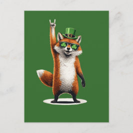 Lucky Fox Shamrock Sunglasses St Patrick's day ポストカード