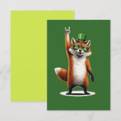 Lucky Fox Shamrock Sunglasses St Patrick's day 出欠カード (正面/裏面)