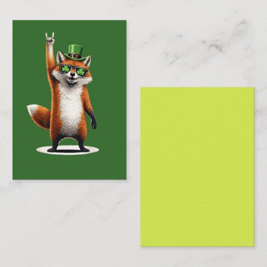 Lucky Fox Shamrock Sunglasses St Patrick's day 名刺 (正面/裏面)