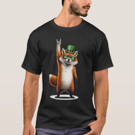 Lucky Fox Shamrock Sunglasses St Patrick's day Tシャツ