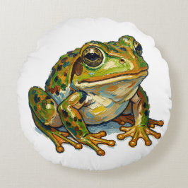 Lucky Frog Colorful Art Good Fortune Symbol Gift ラウンドクッション
