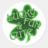 Lucky Fun Cute St. Patrick's Day ラウンドシール (正面)