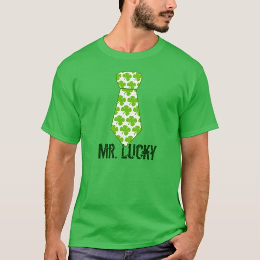 lucky Funny St patricks dayシェブロン氏のクローバーのタイ Tシャツ (正面)