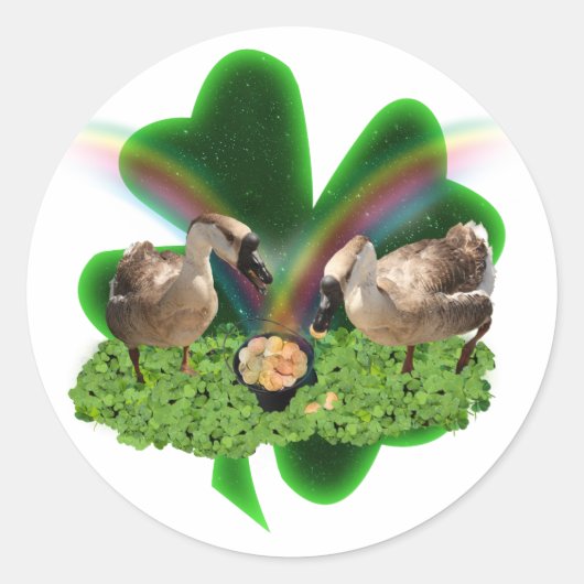 Lucky Geese St. Patrick's Day ラウンドシール (正面)